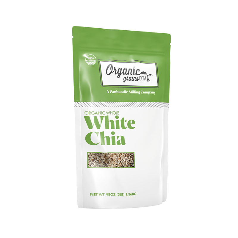 organic white chia seeds 3 pound product packaging